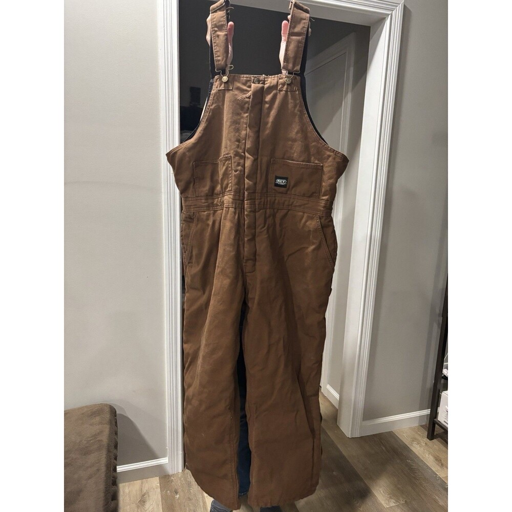 Key Canvas Insulated Duck Bib Overalls Brown XLR RN-17754 Farm Construction